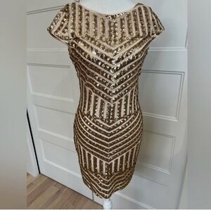 Amazing glitter dress gold and cream